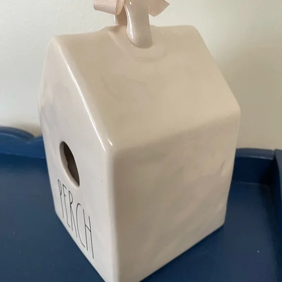 Rae Dunn Cream Birdhouse with Pink Ribbon - Picture 3 of 4